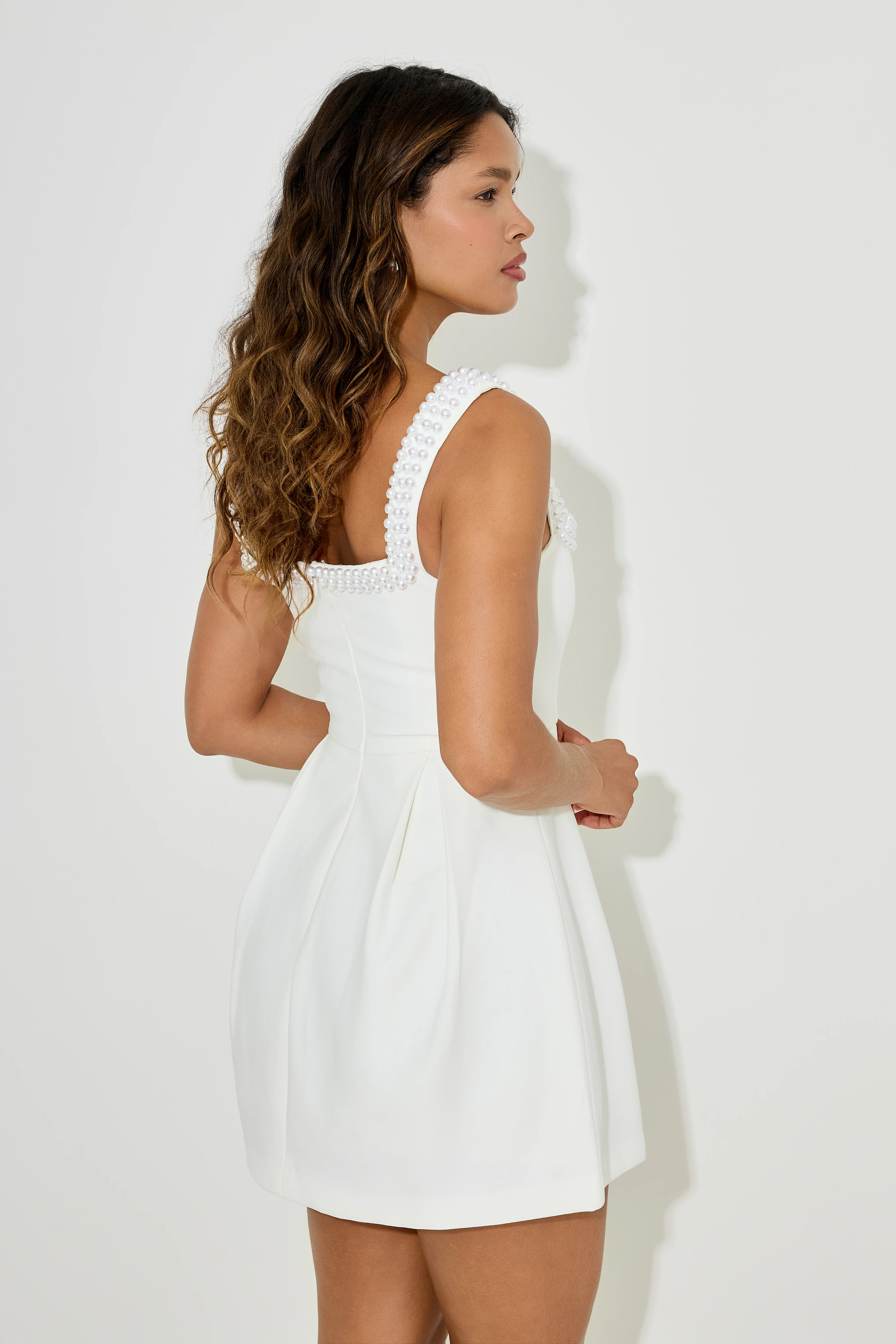 Pearl Trim Mini Dress - Image 3