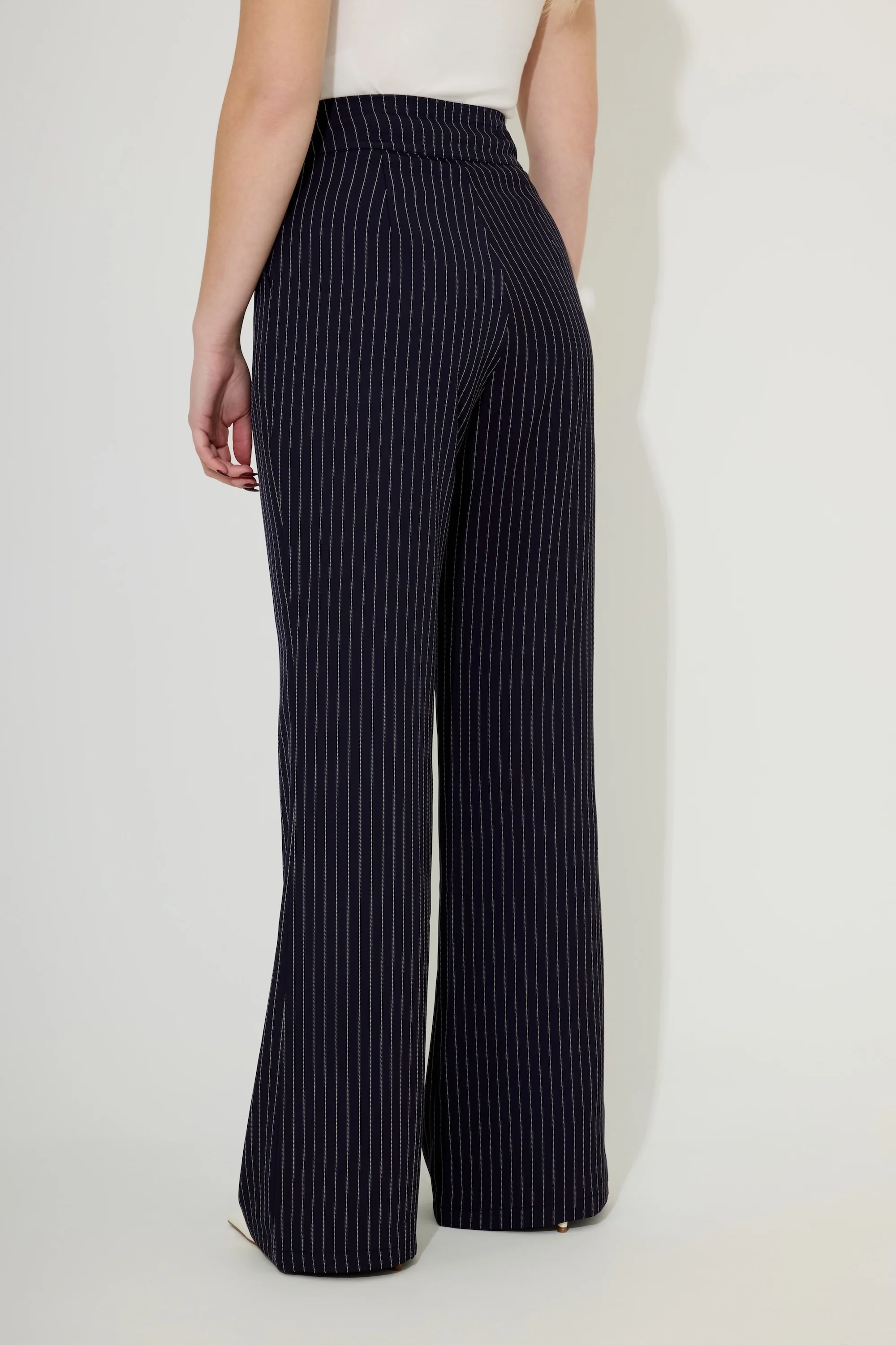 Pinstripe Slim Flare Trousers - Image 4