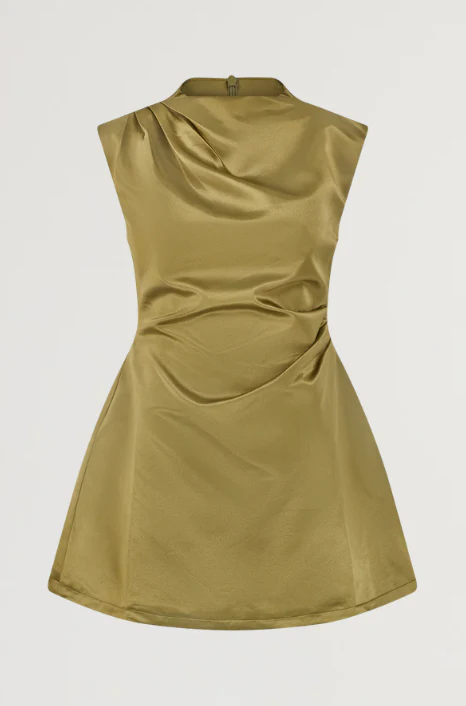 Satin Straight Neck Mini Dress - Image 6