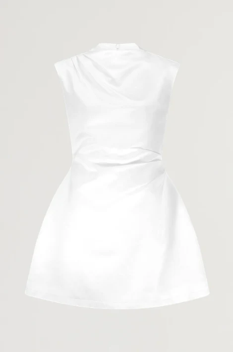 Satin Straight Neck Mini Dress - Image 6